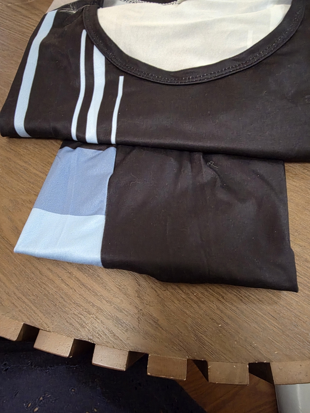 Black & Light Blue Striped Athletic Top